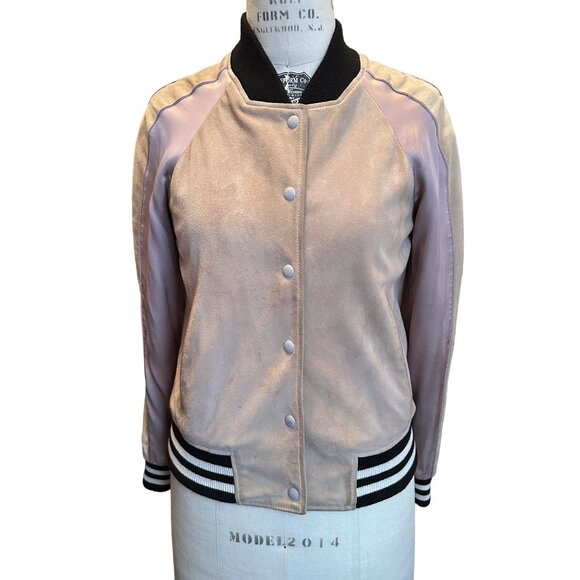 ALL SAINTS Women's "Gresley" Suede Satin Bomber Jacket, S - Picture 5 of 13